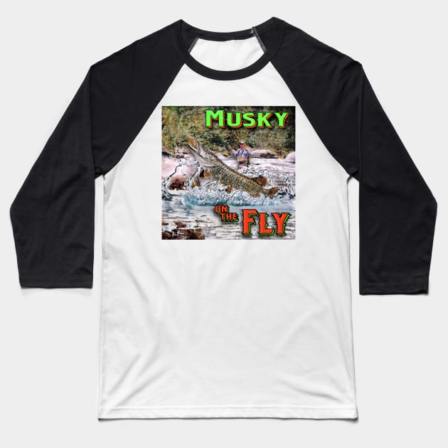 Musky on the Fly Baseball T-Shirt by ImpArtbyTorg